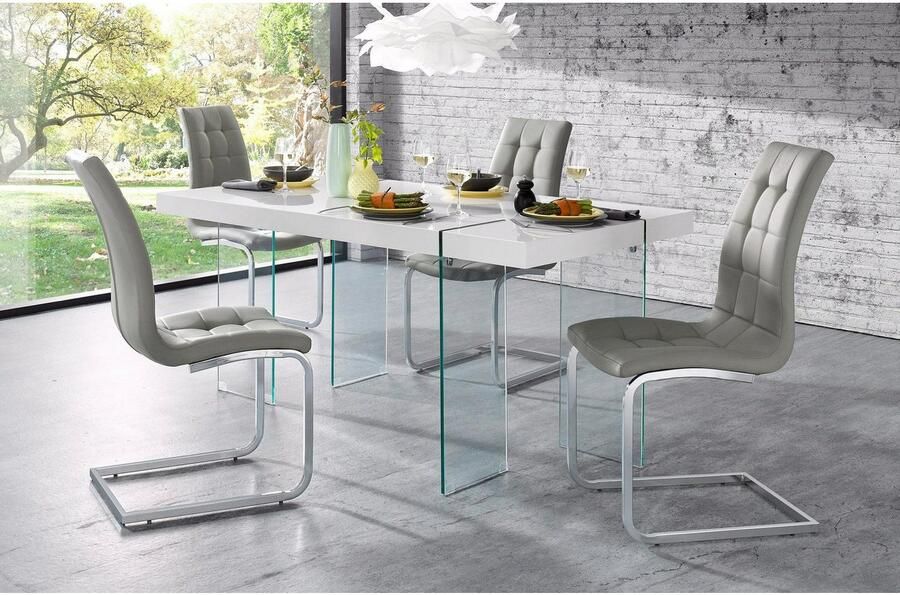 INOSIGN Vrijdragende stoel Lola set van 2 of 4 bekleding van imitatieleer of fluweelstof chroom metalen frame (set) - Foto 7