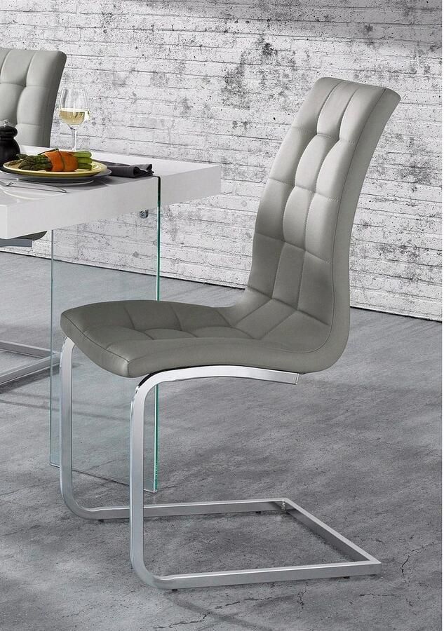 INOSIGN Vrijdragende stoel Lola set van 2 of 4 bekleding van imitatieleer of fluweelstof chroom metalen frame (set) - Foto 3