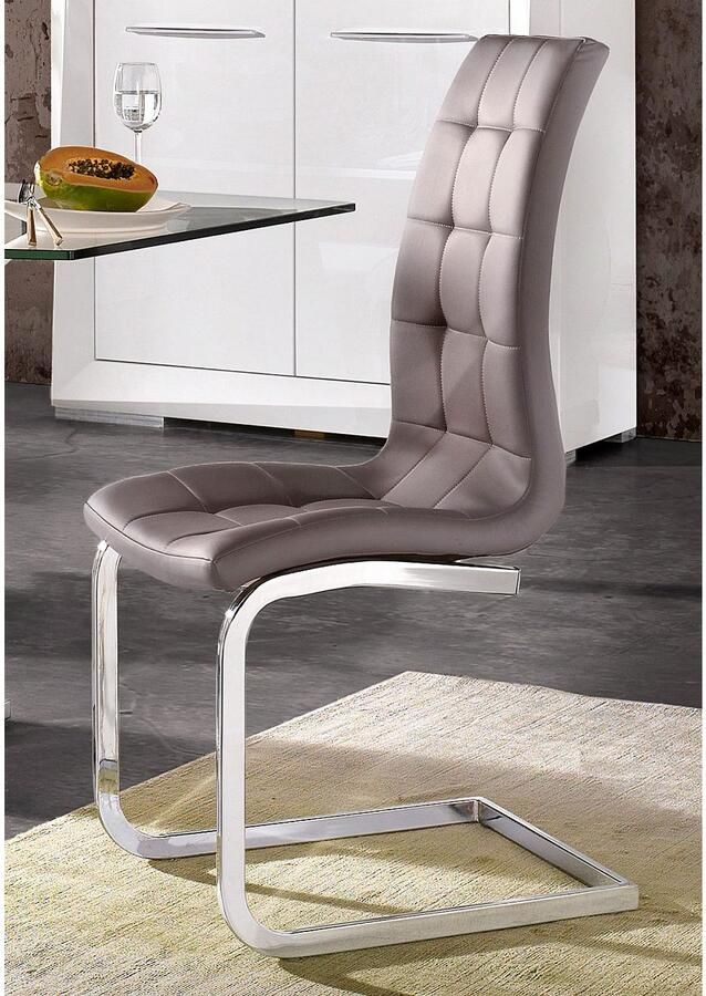 INOSIGN Vrijdragende stoel Lola set van 2 of 4 bekleding van imitatieleer of fluweelstof chroom metalen frame (set) - Foto 2