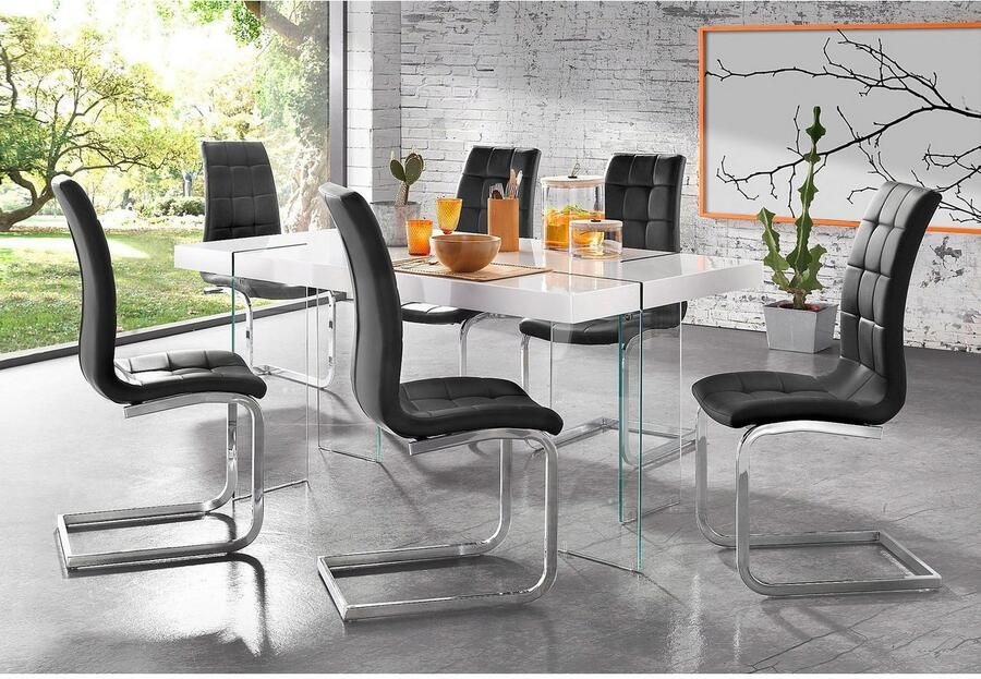 INOSIGN Vrijdragende stoel Lola set van 2 of 4 bekleding van imitatieleer of fluweelstof chroom metalen frame (set) - Foto 6