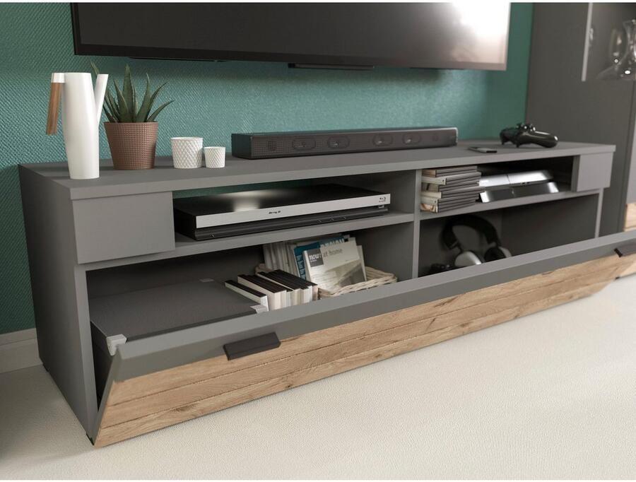 INOSIGN Wandmeubel Aalborg breedte 290 cm 2-kleurig metalen handgrepen 4-delig bestaande uit: (4-delig) - Foto 2