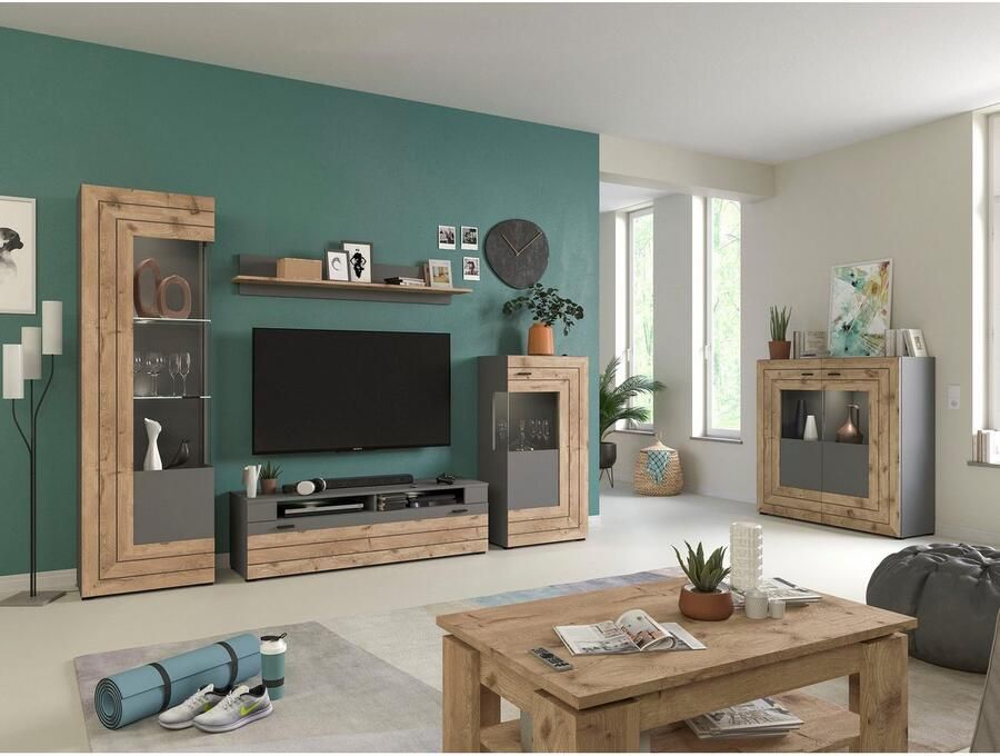 INOSIGN Wandmeubel Aalborg breedte 290 cm 2-kleurig metalen handgrepen 4-delig bestaande uit: (4-delig) - Foto 4