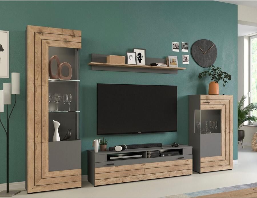 INOSIGN Wandmeubel Aalborg breedte 290 cm 2-kleurig metalen handgrepen 4-delig bestaande uit: (4-delig)