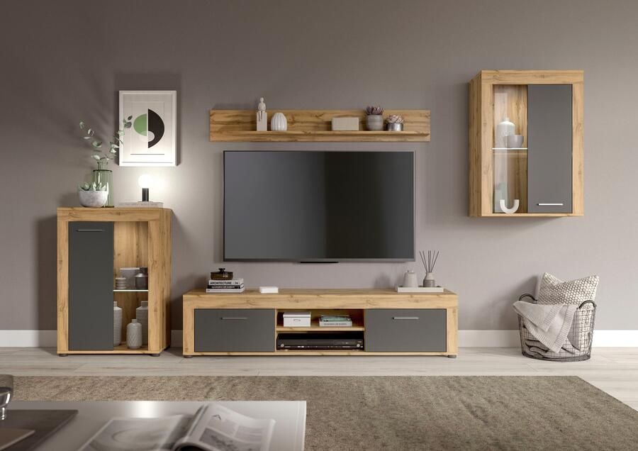 INOSIGN Wandmeubel Aosta 4-delig bestaande uit: 2x vitrinekast lowboard & wandplank (4-delig) - Foto 5