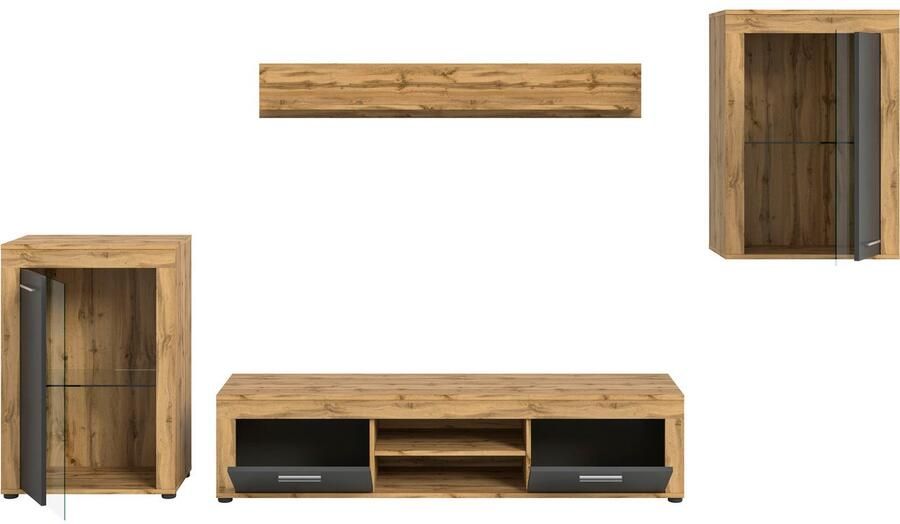 INOSIGN Wandmeubel Aosta 4-delig bestaande uit: 2x vitrinekast lowboard & wandplank (4-delig) - Foto 3