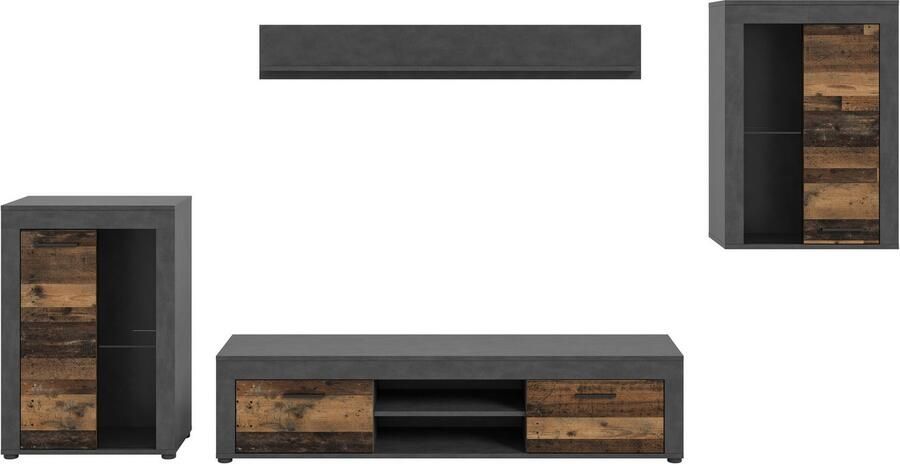 INOSIGN Wandmeubel Aosta 4-delig bestaande uit: 2x vitrinekast lowboard & wandplank (4-delig) - Foto 7