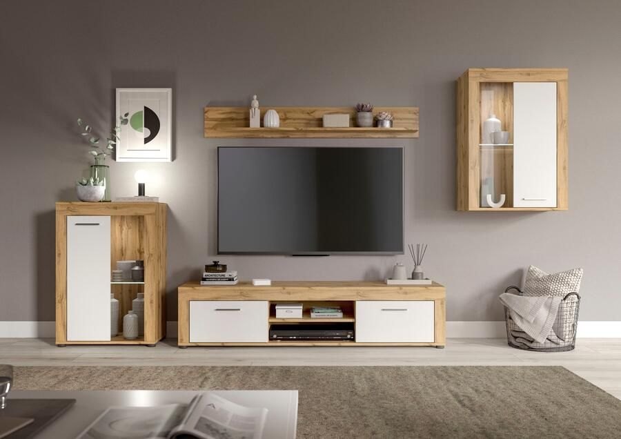 INOSIGN Wandmeubel Aosta 4-delig bestaande uit: 2x vitrinekast lowboard & wandplank (4-delig) - Foto 5