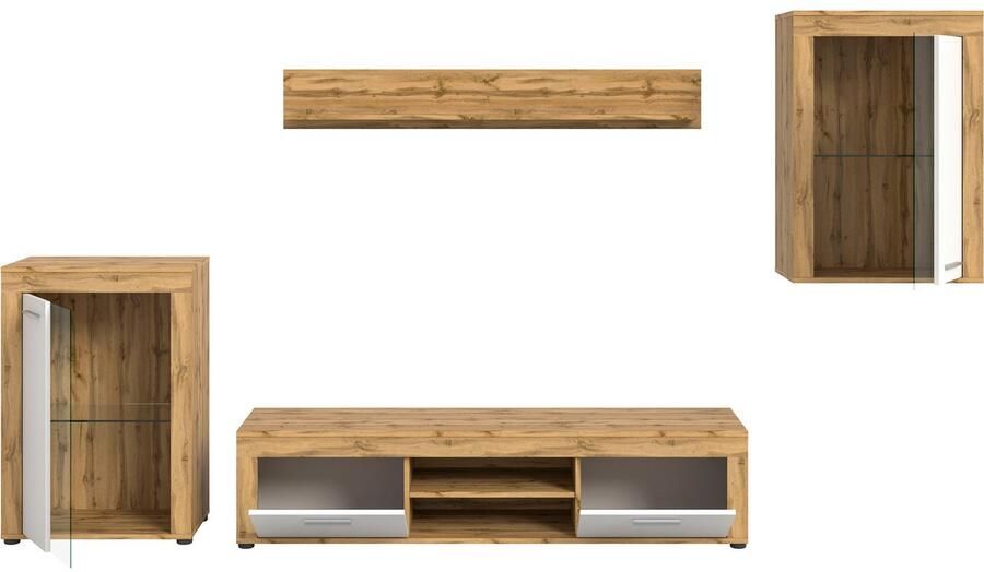 INOSIGN Wandmeubel Aosta 4-delig bestaande uit: 2x vitrinekast lowboard & wandplank (4-delig) - Foto 3