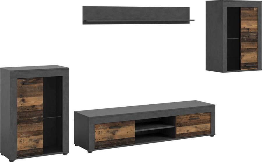 INOSIGN Wandmeubel Aosta 4-delig bestaande uit: 2x vitrinekast lowboard & wandplank (4-delig) - Foto 6