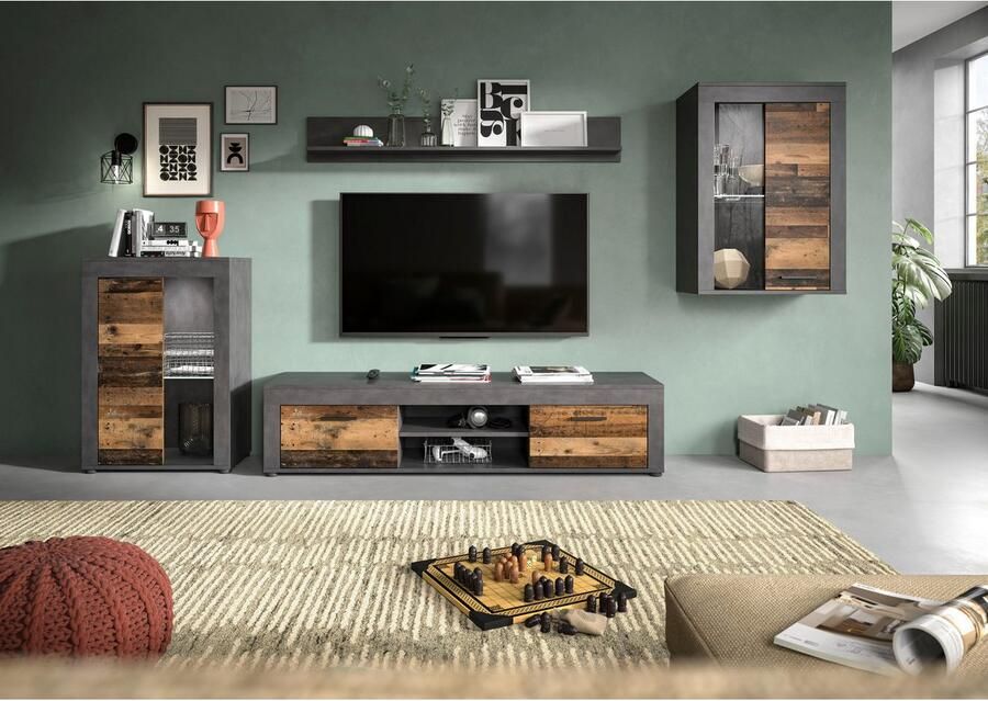 INOSIGN Wandmeubel Aosta 4-delig bestaande uit: 2x vitrinekast lowboard & wandplank (4-delig) - Foto 3