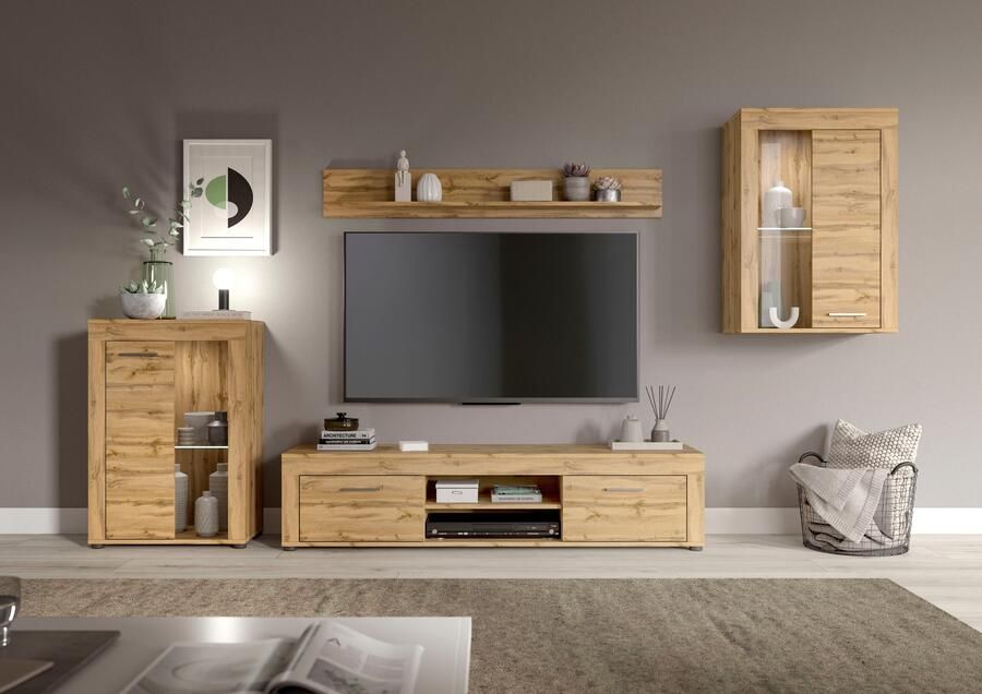 INOSIGN Wandmeubel Aosta 4-delig bestaande uit: 2x vitrinekast lowboard & wandplank (4-delig) - Foto 11