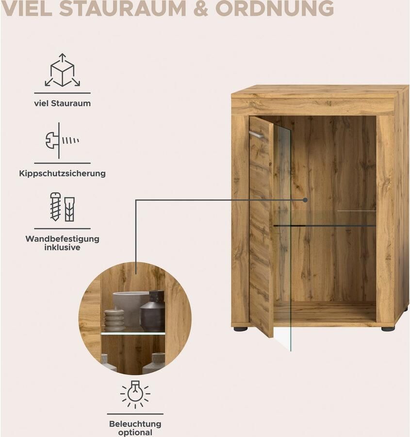 INOSIGN Wandmeubel Aosta 4-delig bestaande uit: 2x vitrinekast lowboard & wandplank (4-delig) - Foto 5