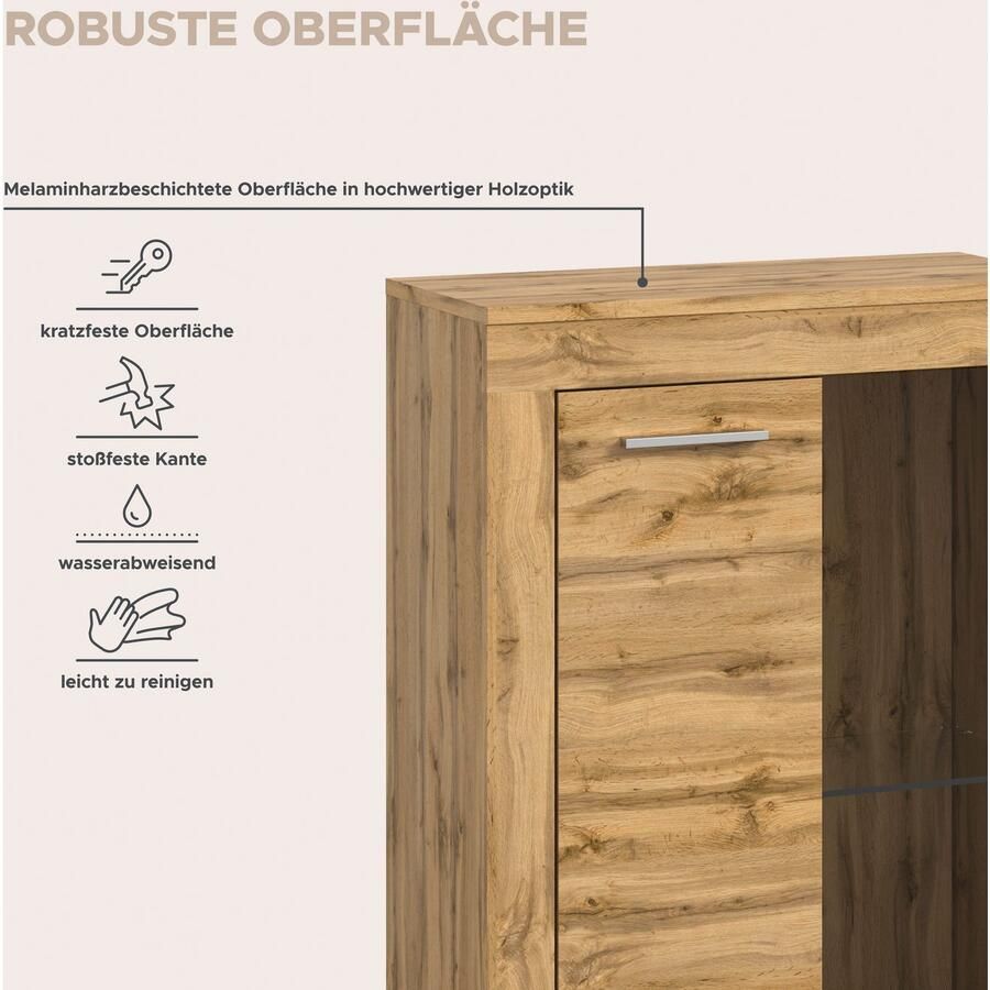 INOSIGN Wandmeubel Aosta 4-delig bestaande uit: 2x vitrinekast lowboard & wandplank (4-delig)