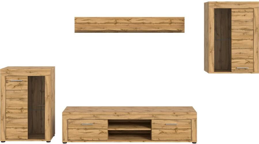 INOSIGN Wandmeubel Aosta 4-delig bestaande uit: 2x vitrinekast lowboard & wandplank (4-delig) - Foto 10