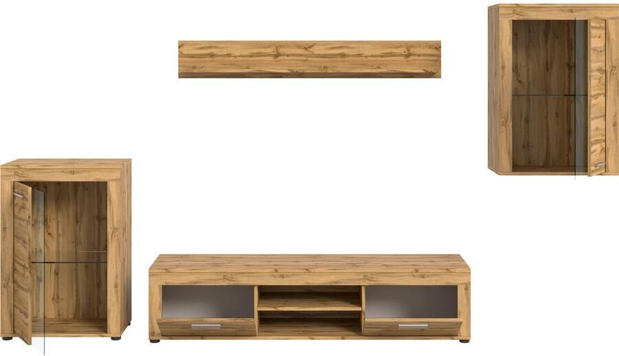 INOSIGN Wandmeubel Aosta 4-delig bestaande uit: 2x vitrinekast lowboard & wandplank (4-delig) - Foto 9