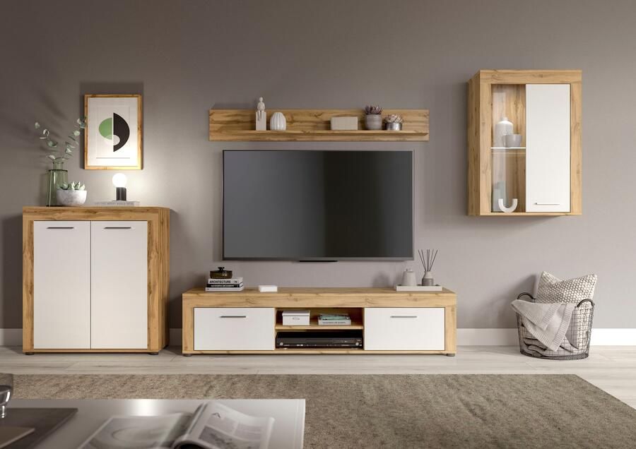INOSIGN Wandmeubel Aosta 4-delig bestaande uit: highboard lowboard wandplank & vitrinekast (4-delig) - Foto 5