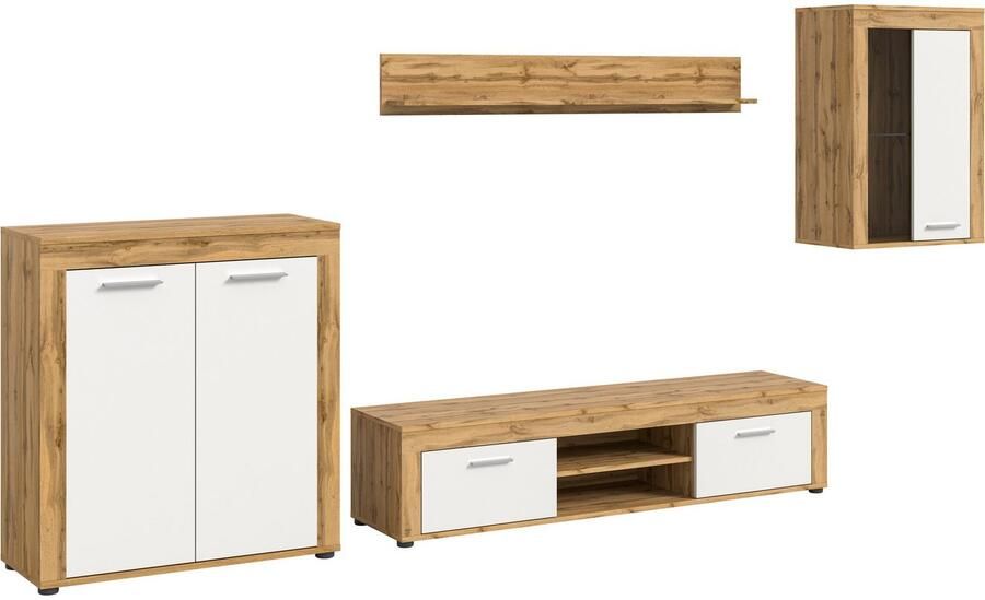 INOSIGN Wandmeubel Aosta 4-delig bestaande uit: highboard lowboard wandplank & vitrinekast (4-delig) - Foto 2