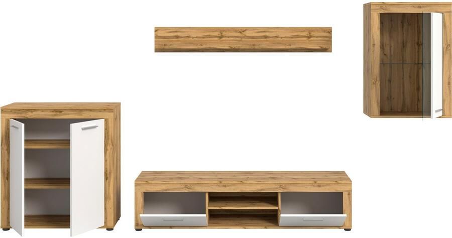 INOSIGN Wandmeubel Aosta 4-delig bestaande uit: highboard lowboard wandplank & vitrinekast (4-delig) - Foto 3