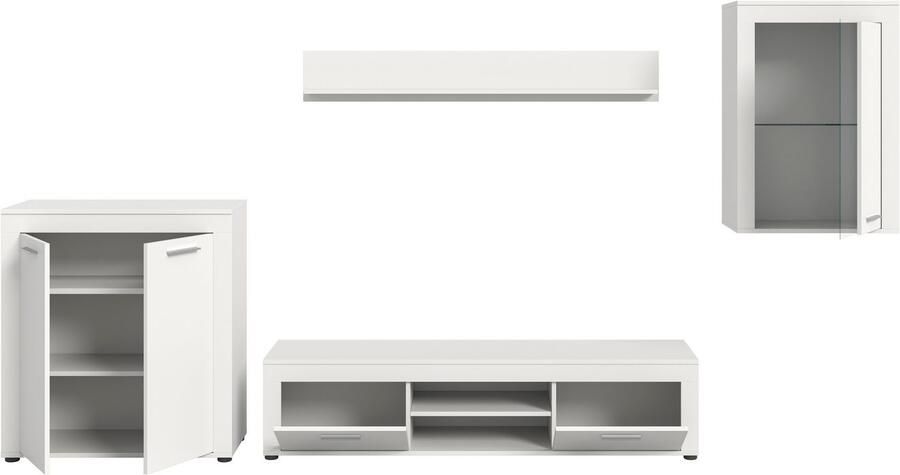 INOSIGN Wandmeubel Aosta 4-delig bestaande uit: highboard lowboard wandplank & vitrinekast (4-delig) - Foto 4