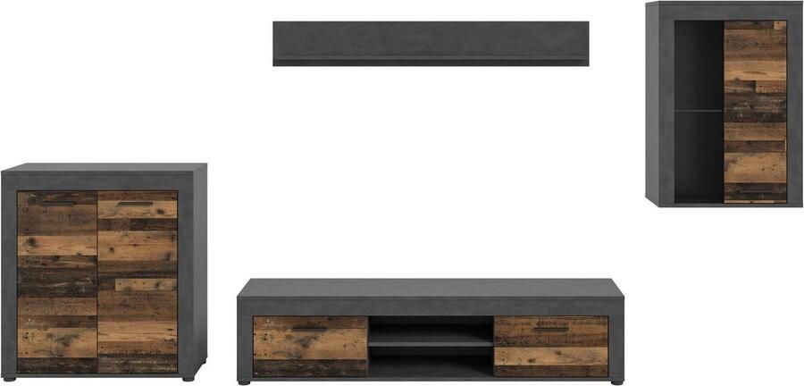INOSIGN Wandmeubel Aosta 4-delig bestaande uit: highboard lowboard wandplank & vitrinekast (4-delig) - Foto 5