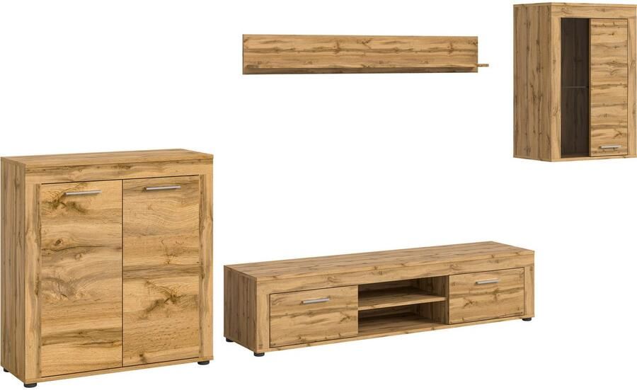 INOSIGN Wandmeubel Aosta 4-delig bestaande uit: highboard lowboard wandplank & vitrinekast (4-delig) - Foto 8