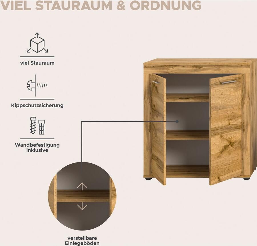 INOSIGN Wandmeubel Aosta 4-delig bestaande uit: highboard lowboard wandplank & vitrinekast (4-delig) - Foto 5