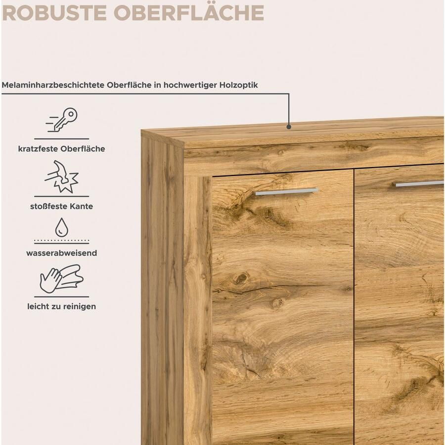 INOSIGN Wandmeubel Aosta 4-delig bestaande uit: highboard lowboard wandplank & vitrinekast (4-delig)