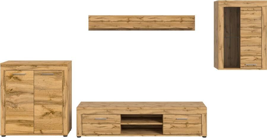 INOSIGN Wandmeubel Aosta 4-delig bestaande uit: highboard lowboard wandplank & vitrinekast (4-delig) - Foto 10