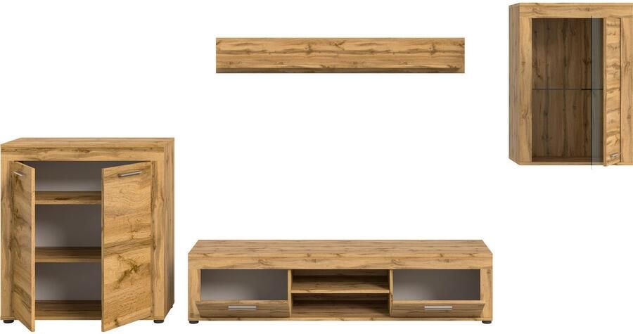 INOSIGN Wandmeubel Aosta 4-delig bestaande uit: highboard lowboard wandplank & vitrinekast (4-delig) - Foto 9