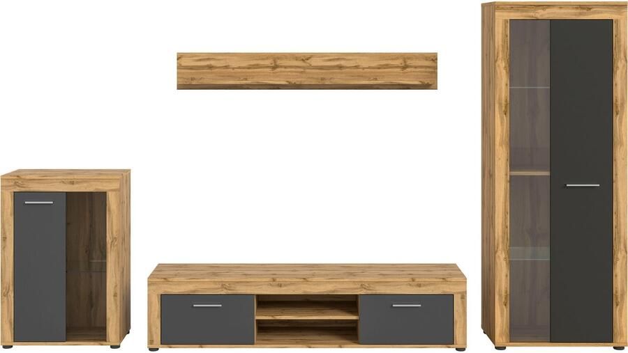 INOSIGN Wandmeubel Aosta 4-delig bestaande uit: vitrinekast lowboard wandplank & hoge vitrinekast (4 stuks) - Foto 3