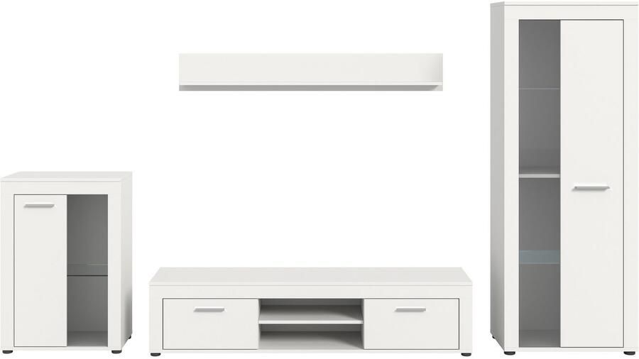 INOSIGN Wandmeubel Aosta 4-delig bestaande uit: vitrinekast lowboard wandplank & hoge vitrinekast (4 stuks) - Foto 5