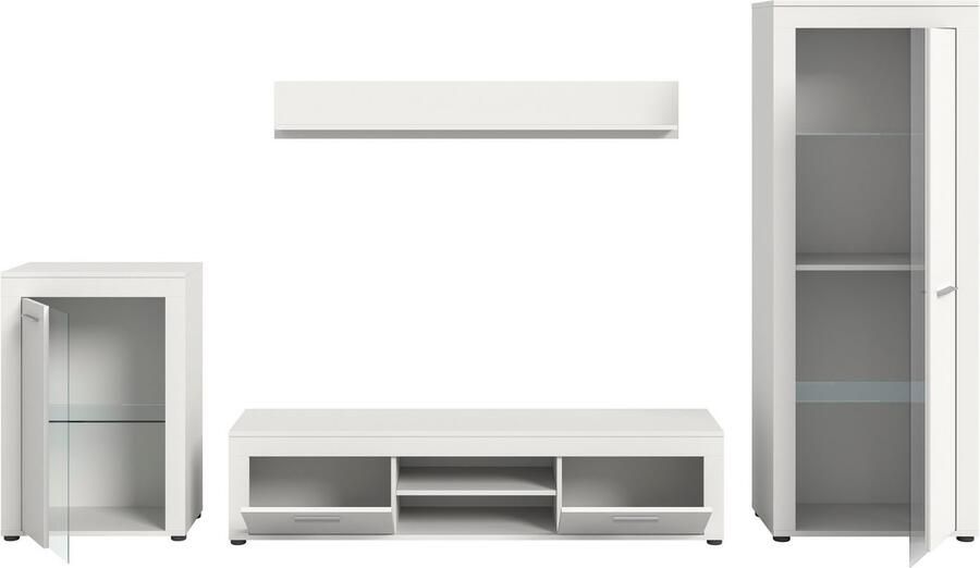 INOSIGN Wandmeubel Aosta 4-delig bestaande uit: vitrinekast lowboard wandplank & hoge vitrinekast (4 stuks) - Foto 4