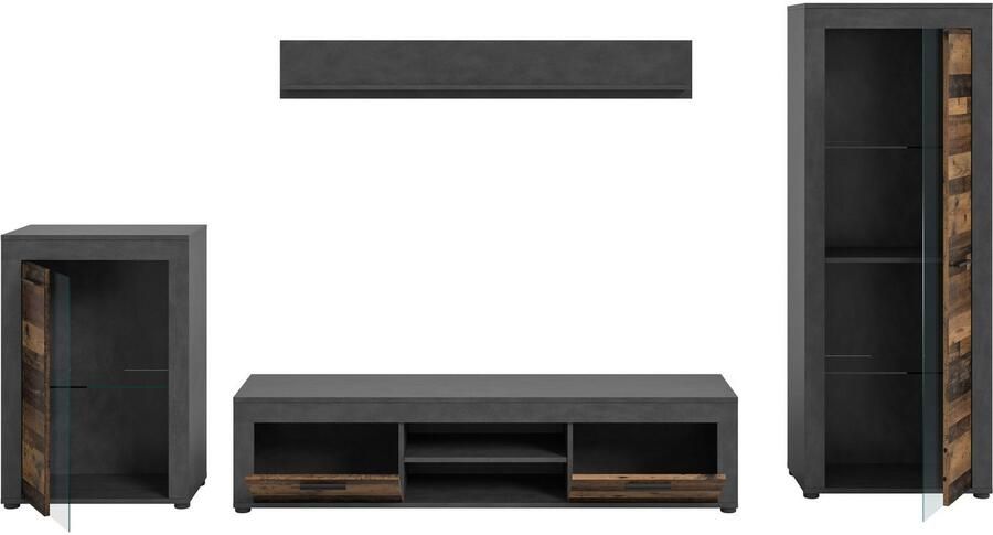 INOSIGN Wandmeubel Aosta 4-delig bestaande uit: vitrinekast lowboard wandplank & hoge vitrinekast (4 stuks) - Foto 6