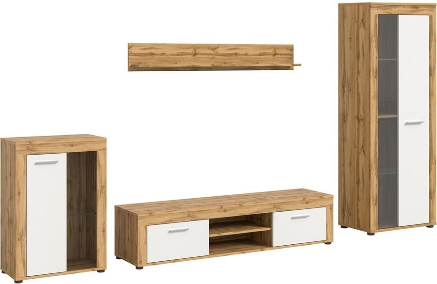 INOSIGN Wandmeubel Aosta 4-delig bestaande uit: vitrinekast lowboard wandplank & hoge vitrinekast (4 stuks) - Foto 2