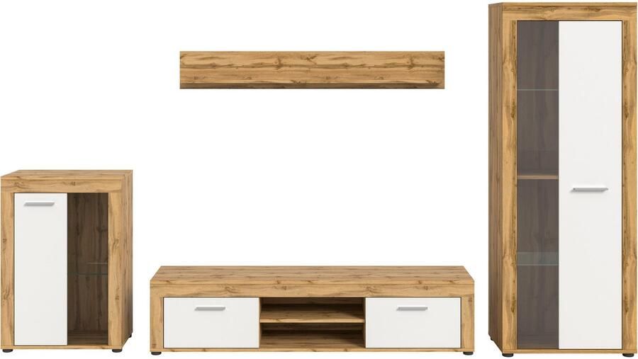 INOSIGN Wandmeubel Aosta 4-delig bestaande uit: vitrinekast lowboard wandplank & hoge vitrinekast (4 stuks) - Foto 4