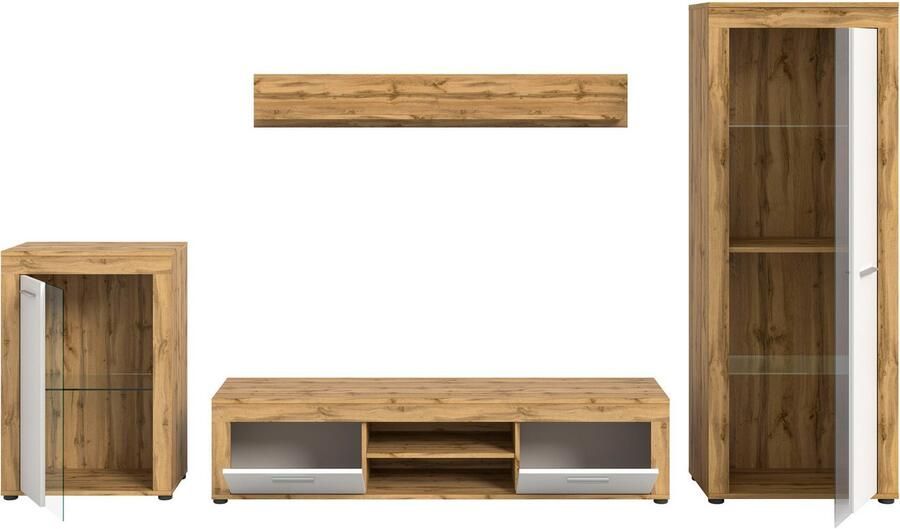 INOSIGN Wandmeubel Aosta 4-delig bestaande uit: vitrinekast lowboard wandplank & hoge vitrinekast (4 stuks) - Foto 3