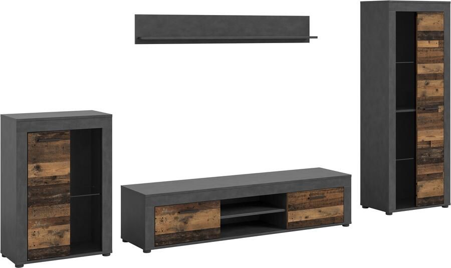 INOSIGN Wandmeubel Aosta 4-delig bestaande uit: vitrinekast lowboard wandplank & hoge vitrinekast (4 stuks) - Foto 5