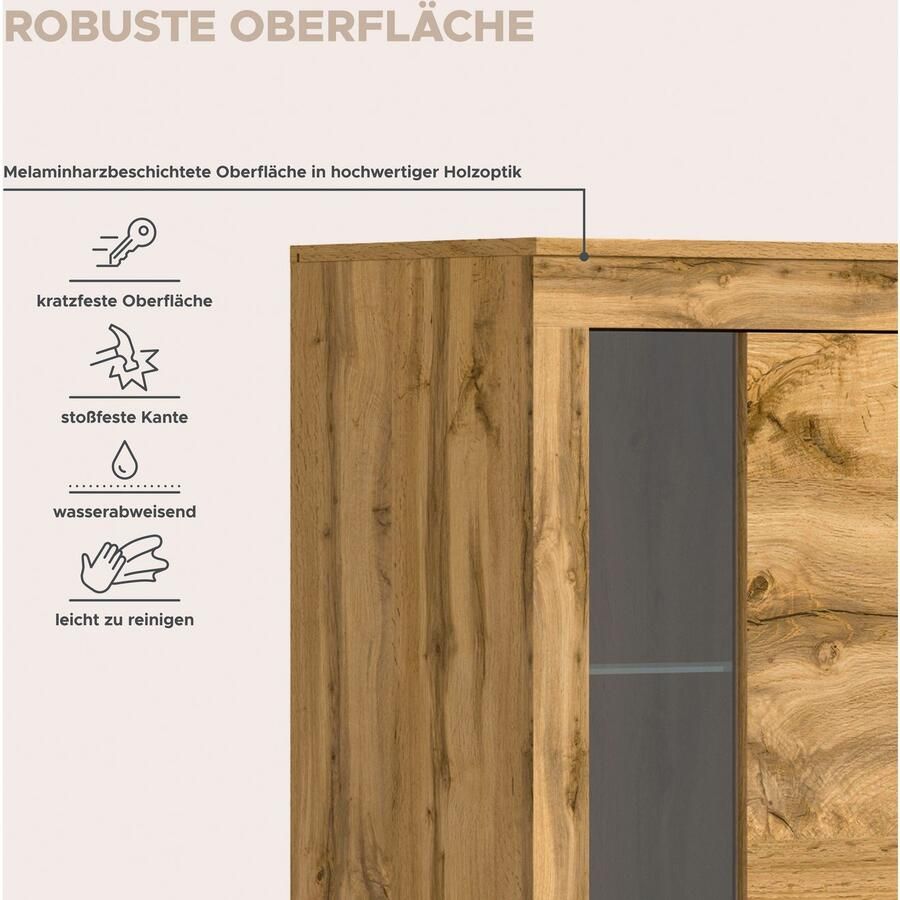 INOSIGN Vitrinekast Aosta breedte 60 cm staand of hangend in verschillende kleuren Deurafdichting verwisselbaar 1 glazen inlegvloer hangvitrine staande vitrine