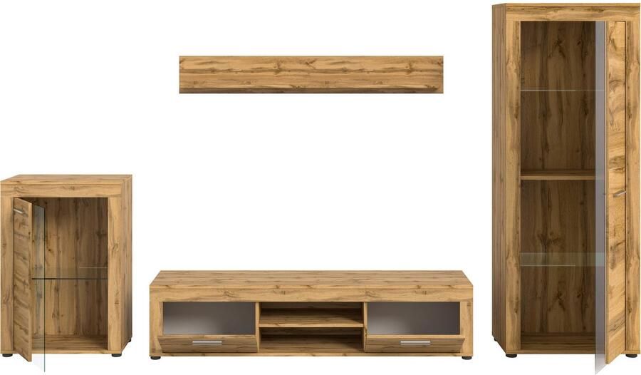 INOSIGN Wandmeubel Aosta 4-delig bestaande uit: vitrinekast lowboard wandplank & hoge vitrinekast (4 stuks) - Foto 10