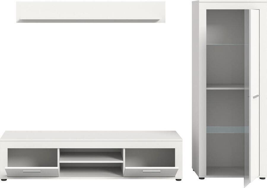 INOSIGN Wandmeubel Aosta Breedte 235cm bestaand uit Lowboard Wandplank Vitrine Woonwand combinatie opbouwwand meubelset kastwand meubelcombi (3 stuks) - Foto 6