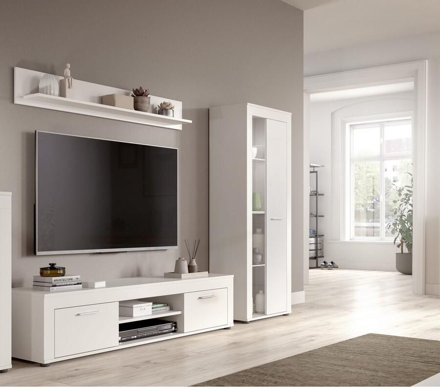 INOSIGN Wandmeubel Aosta Breedte 235cm bestaand uit Lowboard Wandplank Vitrine Woonwand combinatie opbouwwand meubelset kastwand meubelcombi (3 stuks) - Foto 3