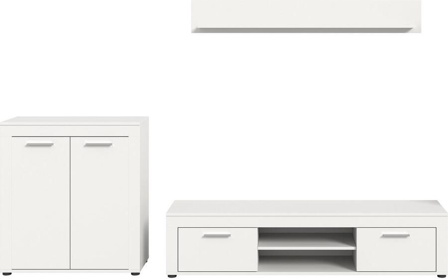 INOSIGN Wandmeubel Aosta Breedte 255cm bestaand uit Highboard Lowboard Wandplank Woonwand combinatie opbouwwand meubelset kastwand meubelcombi (3-delig) - Foto 7