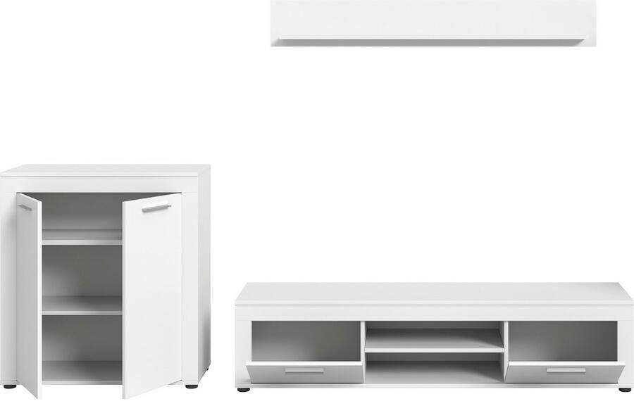 INOSIGN Wandmeubel Aosta Breedte 255cm bestaand uit Highboard Lowboard Wandplank Woonwand combinatie opbouwwand meubelset kastwand meubelcombi (3-delig) - Foto 6