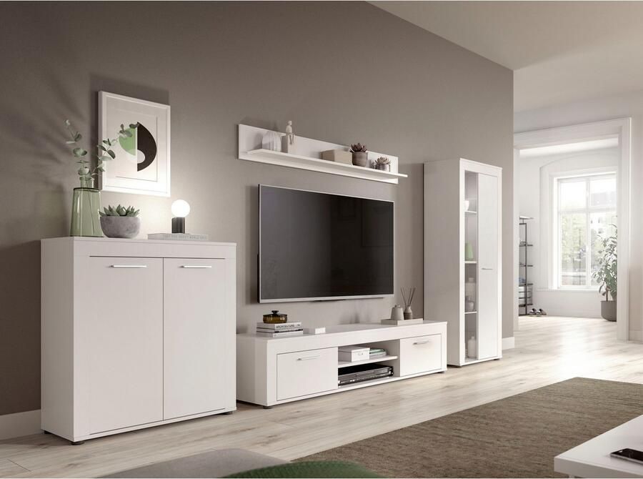 INOSIGN Wandmeubel Aosta Breedte 255cm bestaand uit Highboard Lowboard Wandplank Woonwand combinatie opbouwwand meubelset kastwand meubelcombi (3-delig) - Foto 3