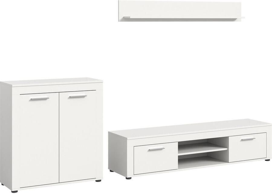 INOSIGN Wandmeubel Aosta Breedte 255cm bestaand uit Highboard Lowboard Wandplank Woonwand combinatie opbouwwand meubelset kastwand meubelcombi (3-delig) - Foto 4