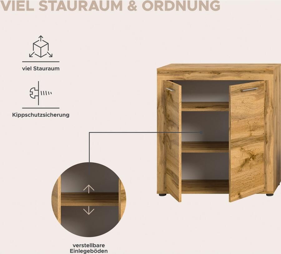 INOSIGN Wandmeubel Aosta Breedte 255cm bestaand uit Highboard Lowboard Wandplank Woonwand combinatie opbouwwand meubelset kastwand meubelcombi (3-delig) - Foto 6