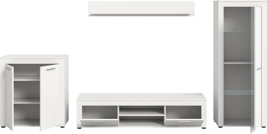 INOSIGN Wandmeubel Aosta Breedte 330cm bestaand uit Highboard Lowboard Wandplank Vitrine (4 stuks) - Foto 5