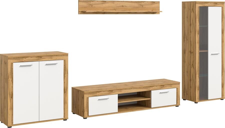 INOSIGN Wandmeubel Aosta Breedte 330cm bestaand uit Highboard Lowboard Wandplank Vitrine (4 stuks) - Foto 4