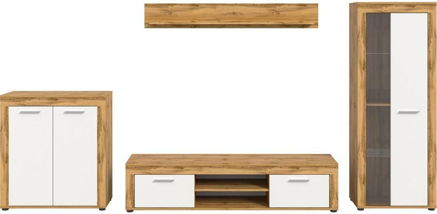 INOSIGN Wandmeubel Aosta Breedte 330cm bestaand uit Highboard Lowboard Wandplank Vitrine (4 stuks) - Foto 3