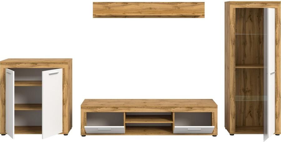 INOSIGN Wandmeubel Aosta Breedte 330cm bestaand uit Highboard Lowboard Wandplank Vitrine (4 stuks) - Foto 2